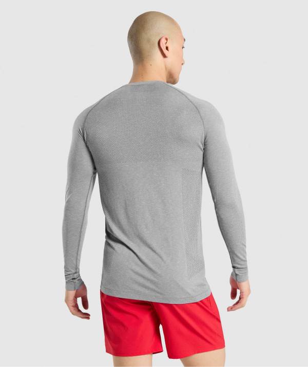 Panske Mikiny Gymshark Vital Seamless Long Sleeve Siva | VE9164827